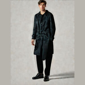 Natural Colors Vintage Cashmere Wool Belted Overcoat Medium